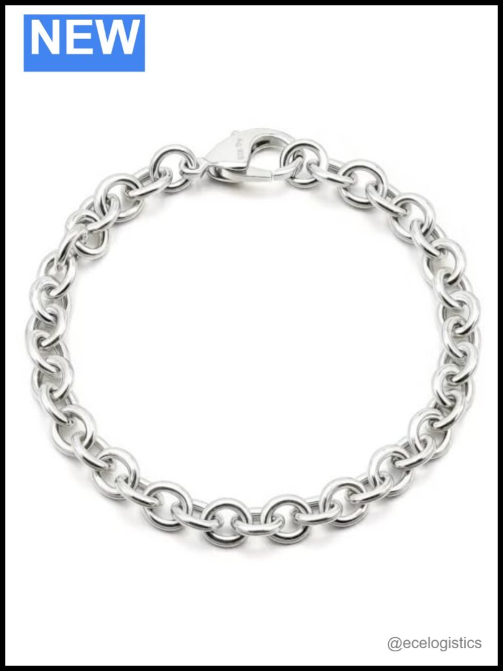 925 Sterling Silver 8.5mm Rolo Link Chain Bracelet